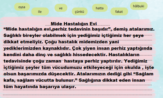 6. Sınıf Türkçe Ders Kitabı Cevapları Sayfa 220 MEB Yayınları (Yemek, İçmek ve Sindirmek )