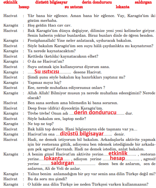 5. Sınıf Türkçe Ders Kitabı Cevapları Sayfa 169 Anıttepe Yayınları (Karagöz Kibarlık Öğreniyor Metni)