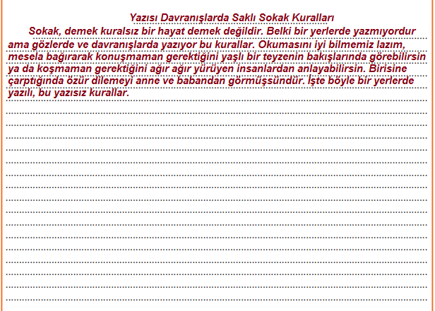 5. Sınıf Türkçe Ders Kitabı Cevapları Sayfa 158 Anıttepe Yayınları (SOKAK (Dinleme/İzleme) Metni)