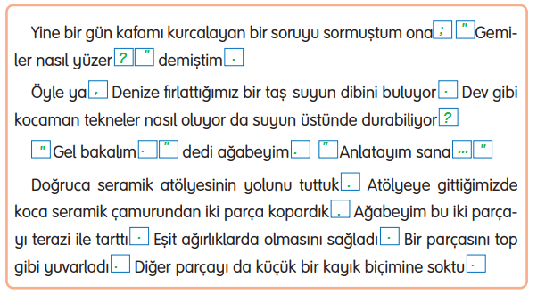 3. Sınıf Türkçe Ders Kitabı Cevapları Sayfa 203 Gizem Yayıncılık (Gemiler Nasıl Yüzer Metni)