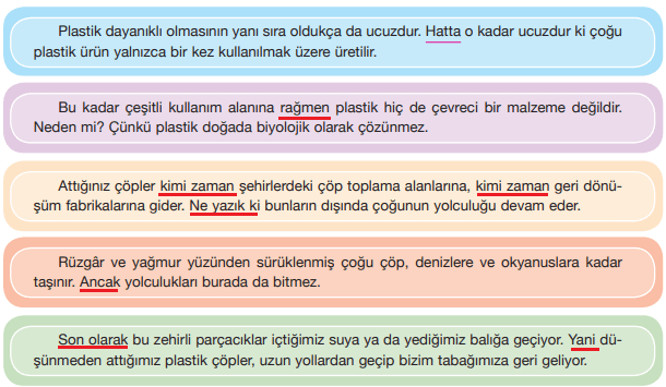 7. Sınıf Türkçe Ders Kitabı Cevapları Sayfa 155 ÖZGÜN Yayınları (Dünya Kadar Plastik Metni)