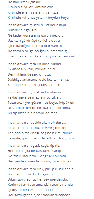 7. Sınıf Türkçe Ders Kitabı Cevapları Sayfa 205 ÖZGÜN Yayınları (Ağaç ve Sen Metni )