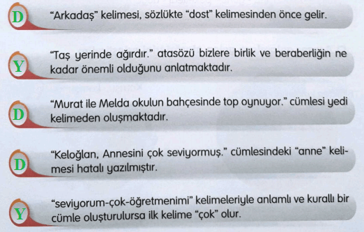 3. Sınıf Türkçe Ders Kitabı Cevapları Sayfa 39 Gizem Yayıncılık (1. Temada Öğrendiklerimizi Değerlendirelim)