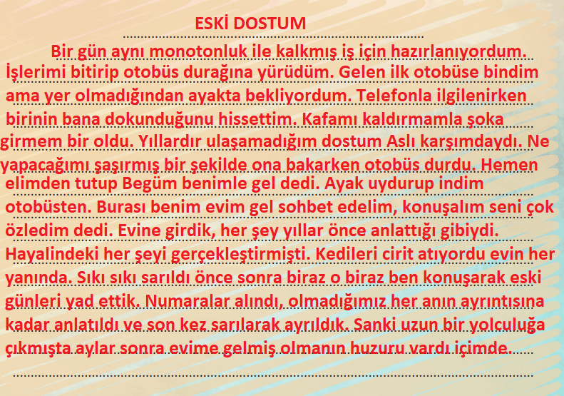 6. Sınıf Türkçe Ders Kitabı Cevapları Sayfa 263 MEB Yayınları (Dostluğa Dair Metni)