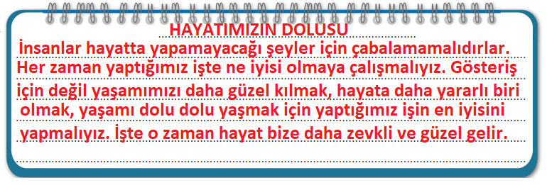 8. Sınıf Türkçe Ders Kitabı Cevapları Sayfa 267 MEB Yayınları (Yaşamaya Dair Metni)