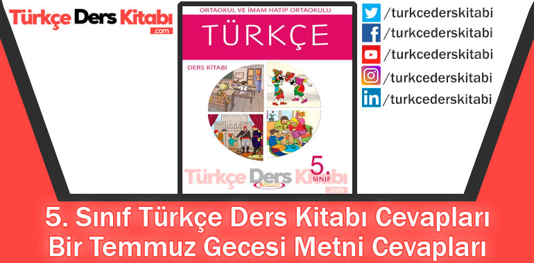 Bir Temmuz Gecesi Metni Cevapları (5. Sınıf Türkçe Anıttepe)