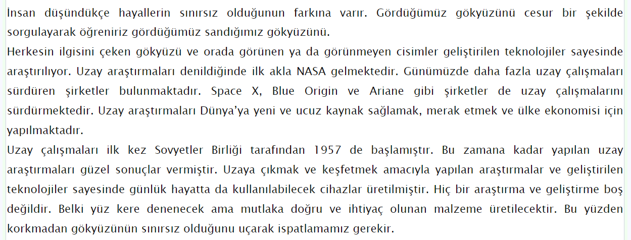 8. Sınıf Türkçe Ders Kitabı Cevapları Sayfa 109 MEB Yayınları (Uzay Giysileri Metni)