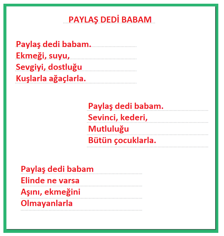 2. Sınıf Türkçe Ders Kitabı Cevapları Sayfa 37 ADA Yayınları (Paylaş Dedi Babam Metni)