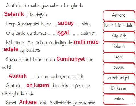 2. Sınıf Türkçe Ders Kitabı Cevapları Sayfa 100 ADA Yayınları (3. Tema Değerlendirme Çalışmaları)