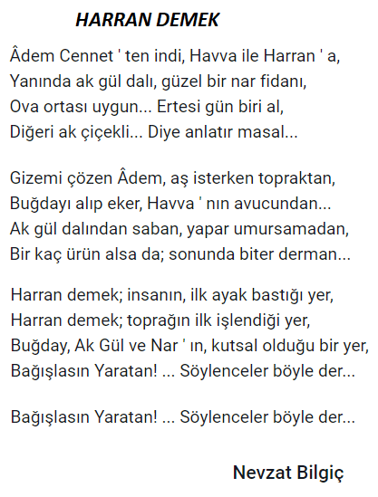 6. Sınıf Türkçe Ders Kitabı Cevapları Sayfa 120 ATA Yayınları (Uygarlıklar Diyarı Harran Metni)