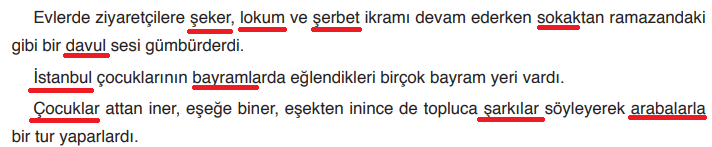 6. Sınıf Türkçe Ders Kitabı Cevapları Sayfa 98 ATA Yayınları (Bayram Günleri Metni)