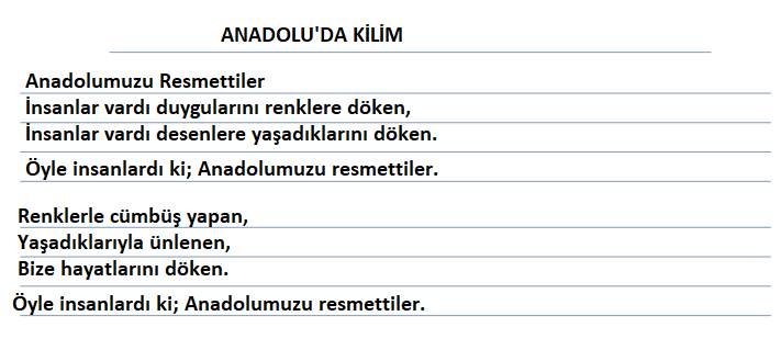 7. Sınıf Türkçe Ders Kitabı Cevapları Sayfa 191 MEB Yayınları (Anadolu'da Kilim Demek Metni)