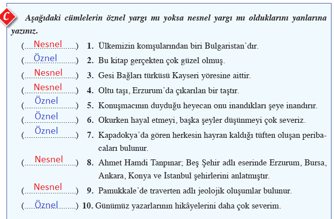 8. Sınıf Türkçe Ders Kitabı Cevapları Sayfa 45 Ferman Yayıncılık (Ölçme ve Değerlendirme)