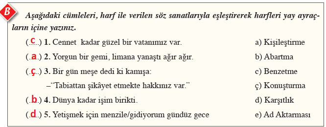 8. Sınıf Türkçe Ders Kitabı Cevapları Sayfa 45 Ferman Yayıncılık (Ölçme ve Değerlendirme)