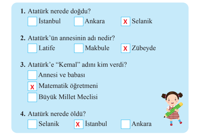 2. Sınıf Türkçe Ders Kitabı Cevapları Sayfa 133 Bilim ve Kültür Yayınları (Atatürk'ün Hayatı)