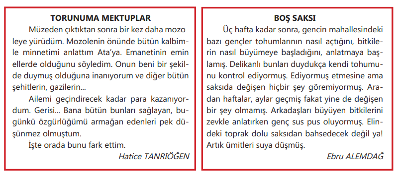 6. Sınıf Türkçe Ders Kitabı Cevapları Sayfa 153 MEB Yayınları (Torunuma Mektuplar)