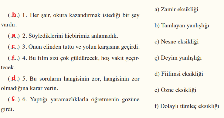 8. Sınıf Türkçe Ders Kitabı Cevapları Sayfa 191 Hecce Yayıncılık (Ölçme ve Değerlendirme)