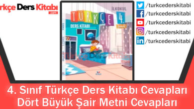 Dört Büyük Şair Metni Cevapları (4. Sınıf Türkçe KOZA)