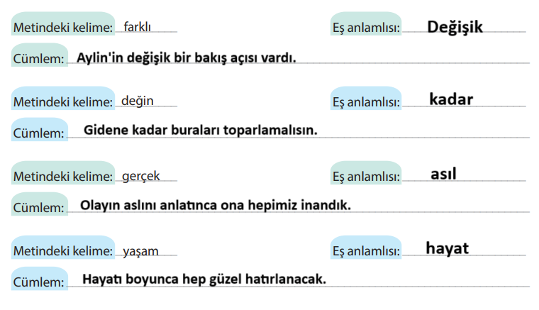 5. Sınıf Türkçe Ders Kitabı Sayfa 224 Cevapları KOZA Yayınları 2